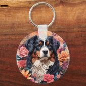 3D Floral Fantasy Berner Mountain Dog Birds Uitzic Sleutelhanger (Achterkant)