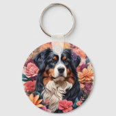 3D Floral Fantasy Berner Mountain Dog Birds Uitzic Sleutelhanger (Achterkant)