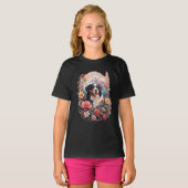 3D Floral Fantasy Berner Mountain Dog Birds Uitzic T-shirt (Voorkant volledig)