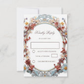 3D Floral Frame Modern White RSVP Kaartje (Voorkant)