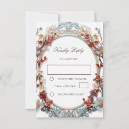 3D Floral Frame Modern White RSVP Kaartje