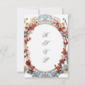 3D Floral Frame Modern White RSVP Kaartje (Achterkant)