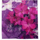 3D Floral Fuchsia & Purple Marble Art Coverage Douchegordijn (Voorkant)