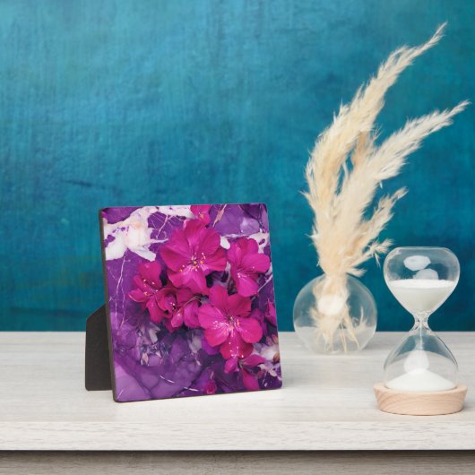 3D Floral Fuchsia & Purple Marble Art Fotoplaat (Insitu)