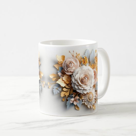 3D Floral Mug Koffiemok (Voorkant rechts)