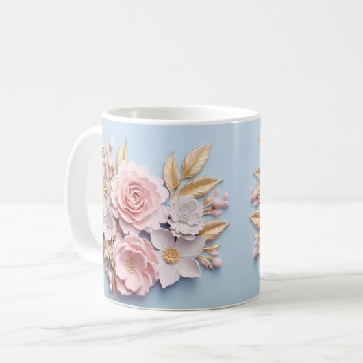 3D Floral Mug Koffiemok (Voorkant links)
