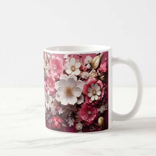 3D Floral Mug Koffiemok (Rechts)