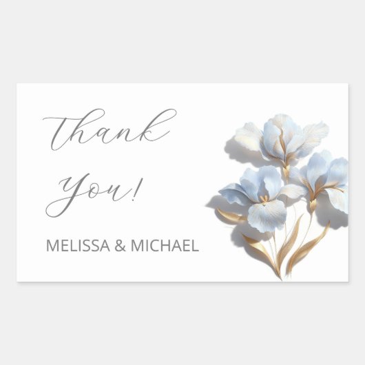 3D Flower Stylized Lily Thank You Rechthoekige Sticker (Voorkant)