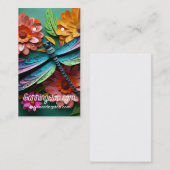 3D Flowers & Dragonfly Pattern Oorbel Kaarten Visitekaartje (Voorkant / Achterkant)