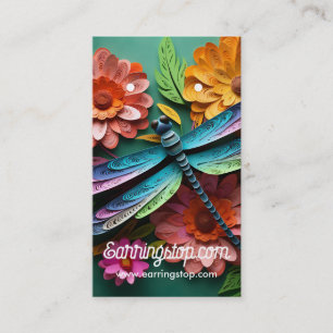 3D Flowers & Dragonfly Pattern Oorbel Kaarten Visitekaartje