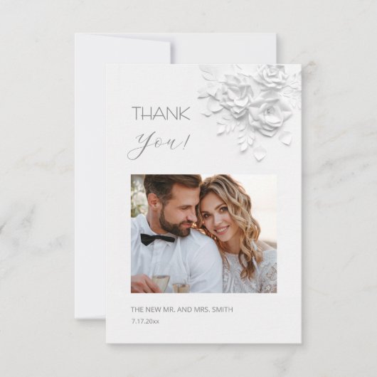 3D Flowers Paper Cut Roses Thank You Card Bedankkaart (Voorkant)