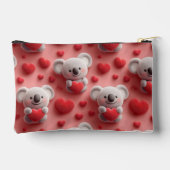 3D Fluffy Koala and Heart Seamless Pattern Etui (Achterkant)