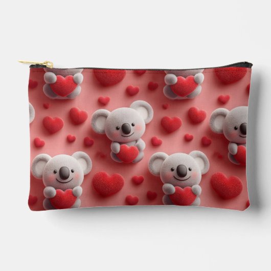 3D Fluffy Koala and Heart Seamless Pattern Etui (Voorkant)