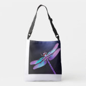 3D fotorealistische iriserende Violet Dragonfly Lo Crossbody Tas (Achterkant)