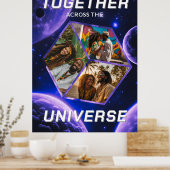 3D Fotowürfel im Weltraum mit Planeten Poster (Keuken)