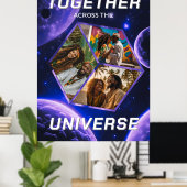 3D Fotowürfel im Weltraum mit Planeten Poster (Thuiskantoor)