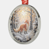 3D Fox in Winter Wonderland Kerstmis Metalen Ornament (Links)