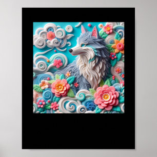 3d Fox-Sticker Poster