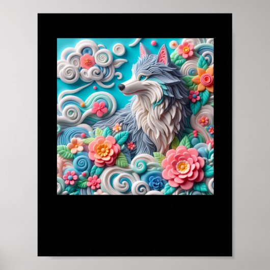 3d Fox-Sticker Poster (Voorkant)