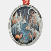 3D Fox Woodland Dierlijke Kerstdagen Metalen Ornament (Links)