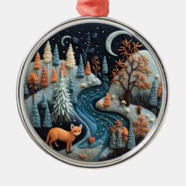 3D Fox Woodland Dierlijke Kerstdagen Metalen Ornament