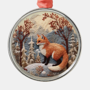 3D Fox Woodland Kerstmis Dier Metalen Ornament