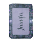 3D Fractal Abstract Patroon Blauw Paarse Roze Naam Badmat (Voorkant Verticaal)