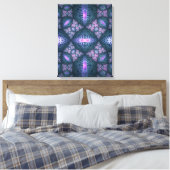 3D Fractal Art Abstract Patroon Blauw Paars Roze Canvas Afdruk (Insitu (Slaapkamer))