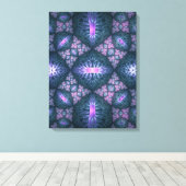 3D Fractal Art Abstract Patroon Blauw Paars Roze Canvas Afdruk (Insitu (Houten vloer))