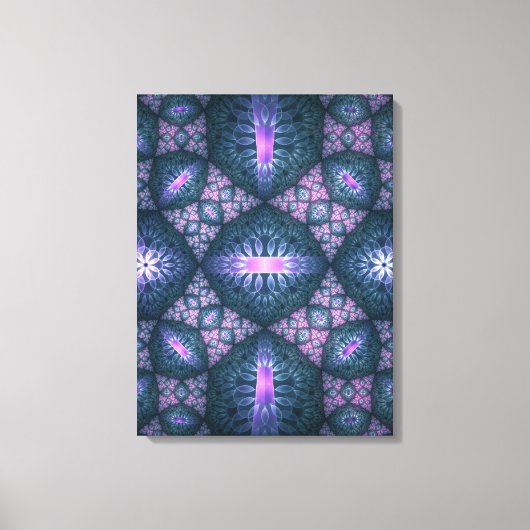 3D Fractal Art Abstract Patroon Blauw Paars Roze Canvas Afdruk (Voorkant)