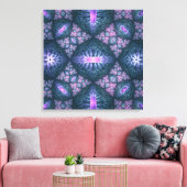 3D Fractal Art Abstract Patroon Blauw Paars Roze Canvas Afdruk (Insitu (Woonkamer))