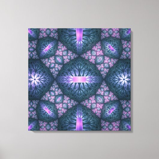 3D Fractal Art Abstract Patroon Blauw Paars Roze Canvas Afdruk (Voorkant)