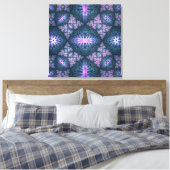 3D Fractal Art Abstract Patroon Blauw Paars Roze Canvas Afdruk (Insitu (Slaapkamer))