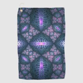 3D Fractal Art Abstract Patroon Blauw Paars Roze Golfhanddoek