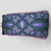 3D Fractal Art Abstract Patroon Blauw Paars Roze Golfheadcover (Voorkant)