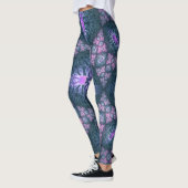 3D Fractal Art Abstract Patroon Blauw Paars Roze Leggings (Links)