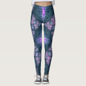 3D Fractal Art Abstract Patroon Blauw Paars Roze Leggings (Voorkant)