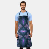 3D Fractal Art Abstract Patroon Blauw Paars Roze Schort (Gedragen)