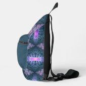 3D Fractal Art Abstract Patroon Blauw Paars Roze Sling Bag (Rechts)