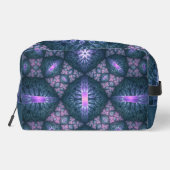 3D Fractal Art Abstract Patroon Blauw Paars Roze Toilettasje (Achterkant)