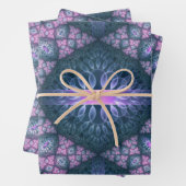 3D Fractal Art Abstract Pattern Blue Purple Pink Inpakpapier Vel (In situ)