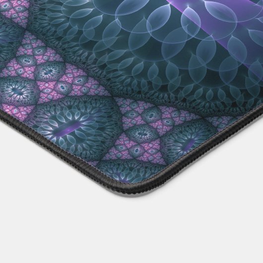 3D Fractal Art Pattern Turquoise Paars Pink Bureaumat (Hoek)