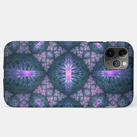 3D Fractal Art Pattern Turquoise Paars Pink Case-Mate iPhone Case (Achterkant (horizontaal))