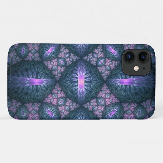 3D Fractal Art Pattern Turquoise Paars Pink Case-Mate iPhone Case (Achterkant (horizontaal))