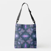 3D Fractal Art Pattern Turquoise Paars Pink Crossbody Tas (Achterkant)