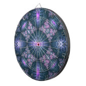 3D Fractal Art Pattern Turquoise Paars Pink Dartbord (Voorkant Rechts)