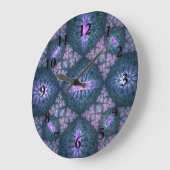 3D Fractal Art Pattern Turquoise Paars Pink Grote Klok (Hoek)