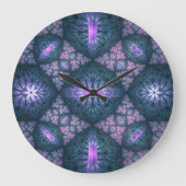 3D Fractal Art Pattern Turquoise Paars Pink Grote Klok (Voorkant)