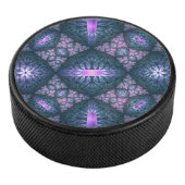 3D Fractal Art Pattern Turquoise Paars Pink Hockey Puck (3/4)
