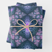 3D Fractal Art Pattern Turquoise Paars Pink Inpakpapier Vel (In situ)
